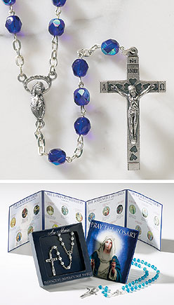 Gift Set with Faceted Dark Blue Rosary